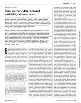 Mars Methane Detection and Variability at Gale Crater Christopher R