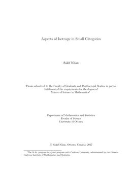 Aspects of Isotropy in Small Categories