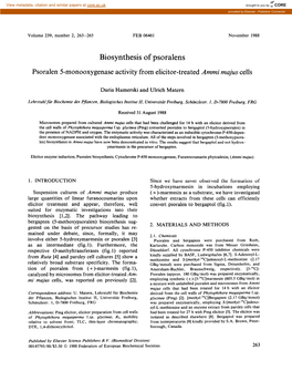 Biosynthesis of Psoralens