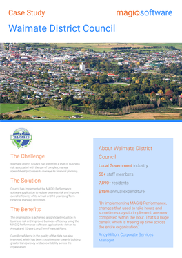 Waimate District Council MAGIQ Performance Digital