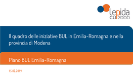 Comuni Della Provincia Di Modena Classificati Come Montani Evidenziati in Colore Arancio Nel Seguito (12 Dorsali in Carico a Lepida S.C.P.A