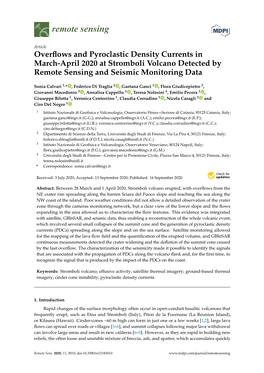 Overflows and Pyroclastic Density Currents in March-April 2020 At