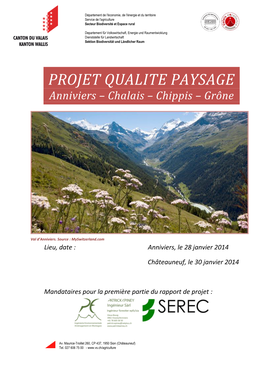 PROJET QUALITE PAYSAGE Anniviers – Chalais – Chippis – Grône