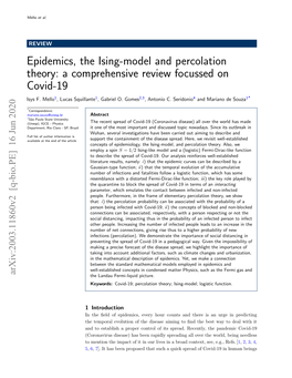 Epidemics, the Ising-Model and Percolation Theory: a Comprehensive Review Focussed on Covid-19 Isys F