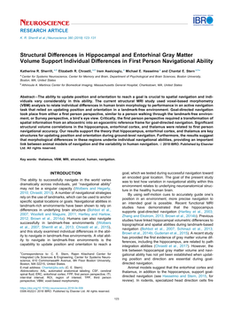 Structural Differences in Hippocampal and Entorhinal Gray Matter Volume Support Individual Differences in First Person Navigatio