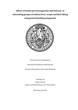 Effects of Landscape Heterogeneity and Land Use on Interacting Groups of Solitary Bees, Wasps and Their Flying