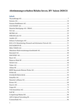 Abstimmungsverhalten Der Helaba Invest (Vertreten Durch Die
