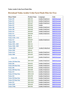 Download Nokia Arabic Urdu Farsi Flash Files for Free