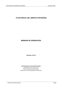 PLAN PARCIAL DEL ARROYO PANTANOSO Setiembre 2019