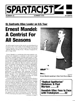 Ernest Mandel: a Centrist for All Seasons