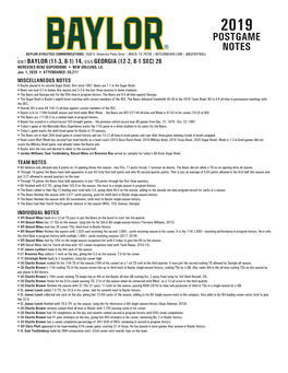 Baylor Post-Game Notes