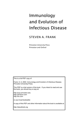 Immunology and Evolution of Infectious Disease