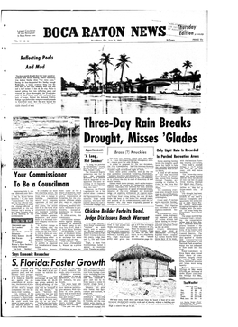 S. Florida: Faster Growth Heavily Water Department- South Florida Will and 10 Million by 1980