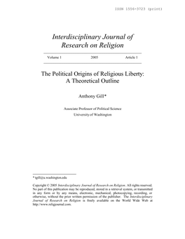 Interdisciplinary Journal of Research on Religion ______Volume 1 2005 Article 1 ______