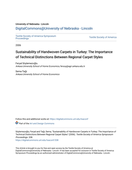 Sustainability of Handwoven Carpets in Turkey: the Importance of Technical Distinctions Between Regional Carpet Styles