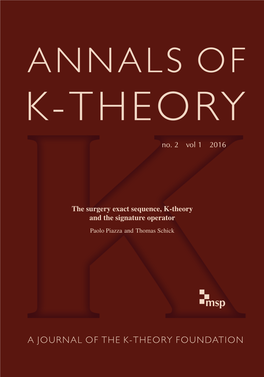 The Surgery Exact Sequence, K-Theory and the Signature Operator Paolo Piazza and Thomas Schick