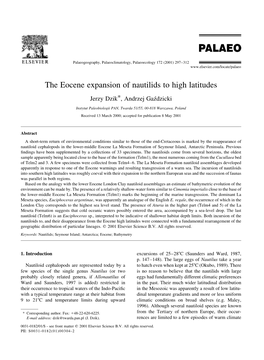 The Eocene Expansion of Nautilids to High Latitudes