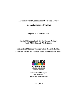 Interpersonal Communication and Issues for Autonomous Vehicles