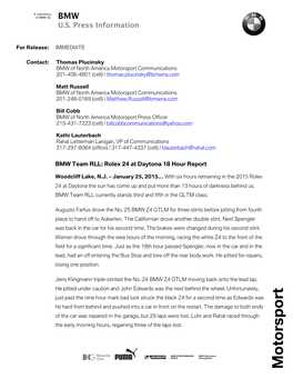 2015 Rolex 24 Hour 18 Release.Pdf