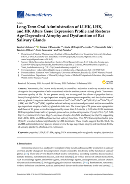 Long-Term Oral Administration of LLHK, LHK, and HK Alters Gene Expression Proﬁle and Restores Age-Dependent Atrophy and Dysfunction of Rat Salivary Glands