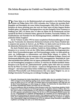 Die Schütz-Rezeption Im Umfeld Von Friedrich Spitta (1852–1924)