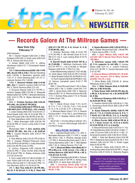 — Records Galore at the Millrose Games —