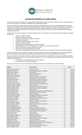 Salarios Del Personal De La Rama Judicial