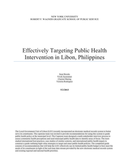Effectively Targeting Public Health Intervention in Libon, Philippines