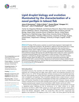 Lipid Droplet Biology and Evolution Illuminated by the Characterization