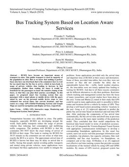 Bus Tracking System Based on Location Aware Services