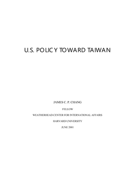 Us Policy Toward Taiwan