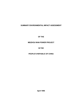 Summary Environmental Impact Assessment of The