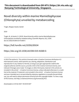 Novel Diversity Within Marine Mamiellophyceae (Chlorophyta) Unveiled by Metabarcoding