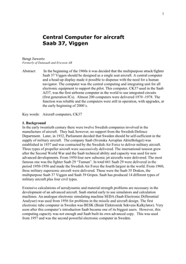 Central Computer for Aircraft Saab 37, Viggen