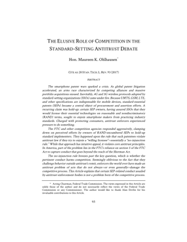 The Elusive Role of Competition in the Standard-Setting Antitrust Debate, Stanford Technology Law Review