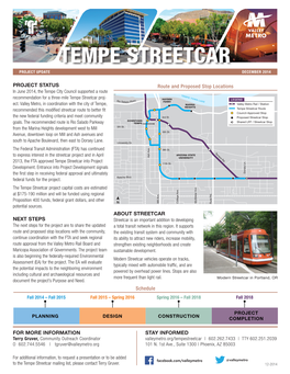 Tempe Streetcar Project Update December 2014
