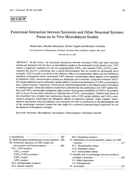 Functional Interaction Between Serotonin and Other Neuronal Systems: Focus on in Vivo Microdialysis Studies