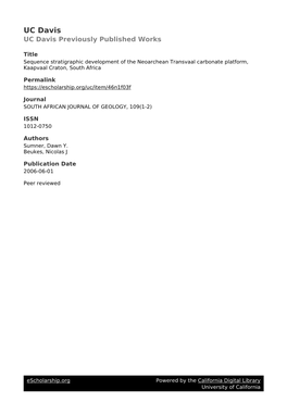 Sequence Stratigraphic Development of the Neoarchean Transvaal Carbonate Platform, Kaapvaal Craton, South Africa