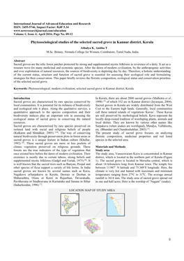 9 Phytosociological Studies of the Selected Sacred Grove in Kannur