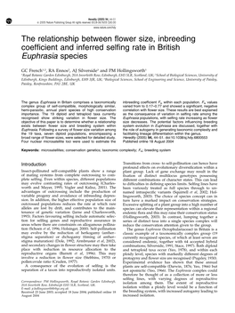 The Relationship Between Flower Size, Inbreeding Coefficient and Inferred