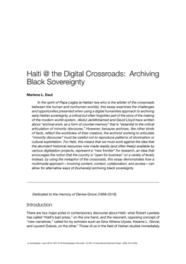 Haiti @ the Digital Crossroads: Archiving Black Sovereignty