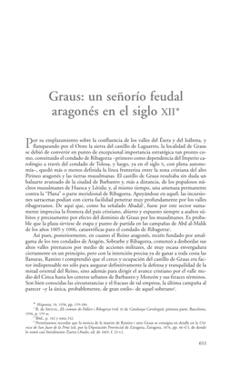 Graus: Un Señorío Feudal Aragonés En El Siglo XII*