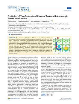 Prediction of Two-Dimensional Phase of Boron with Anisotropic Electric Conductivity Zhi-Hao Cui,†,‡ Elisa Jimenez-Izal,†,§ and Anastassia N