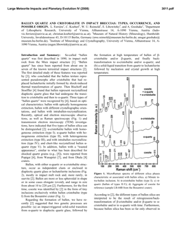 Ballen Quartz and Cristobalite in Impact Breccias: Types, Occurrence, and Possible Origin