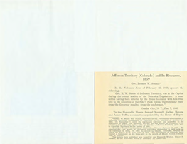 Jefferson Territory (Colorado) and Its Resources, 1859