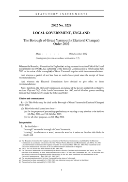 2002 No. 3228 LOCAL GOVERNMENT, ENGLAND The
