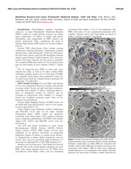 Identifying Resource-Rich Lunar Permanently Shadowed Regions: Table and Maps