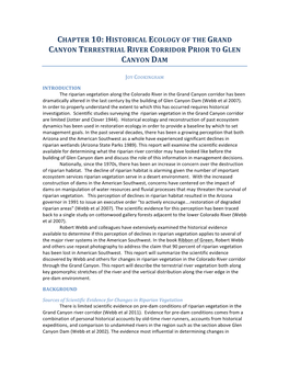 Chapter 10: Historical Ecology of the Grand Canyon Terrestrial River Corridor Prior to Glen Canyon Dam