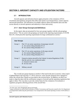 Section 3: Aircraft Capacity and Utilization Factors