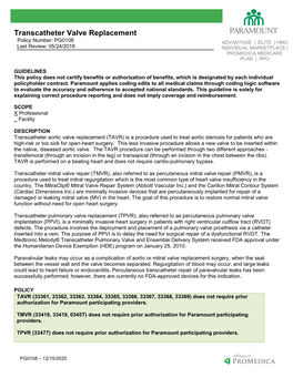 PG0108 Transcatheter Valve Replacement
